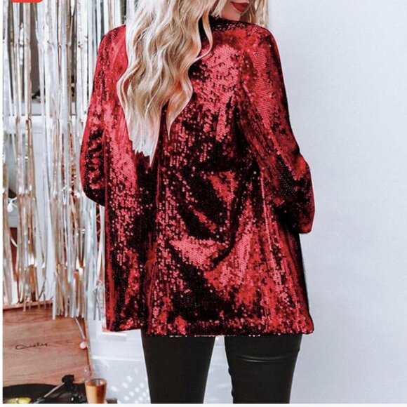 Red Sequin Blazer - Picture 2 of 3